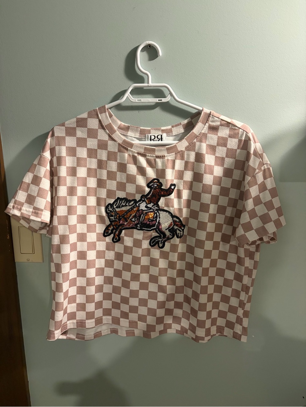 Cropped Checkered horse tee